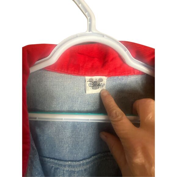 Vintage Disney Winnie the Pooh Denim Shacket Christmas Embroidered Red Collar 2X - Picture 6 of 7